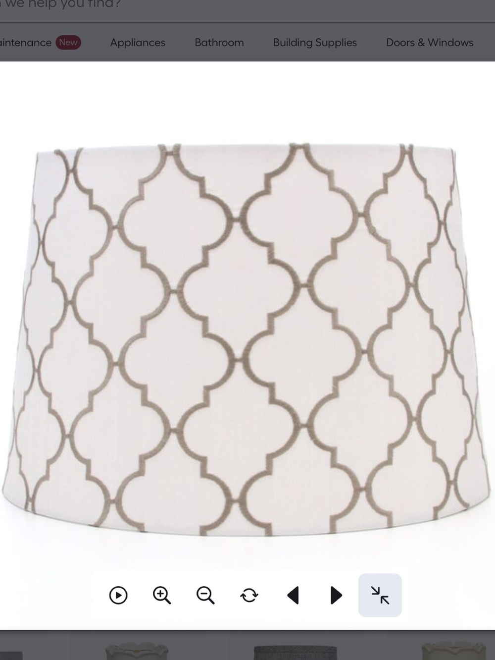 allen + roth 9-in x 13-in White with gray embroidery Fabric Drum Lamp Shade - Picture 2 of 8